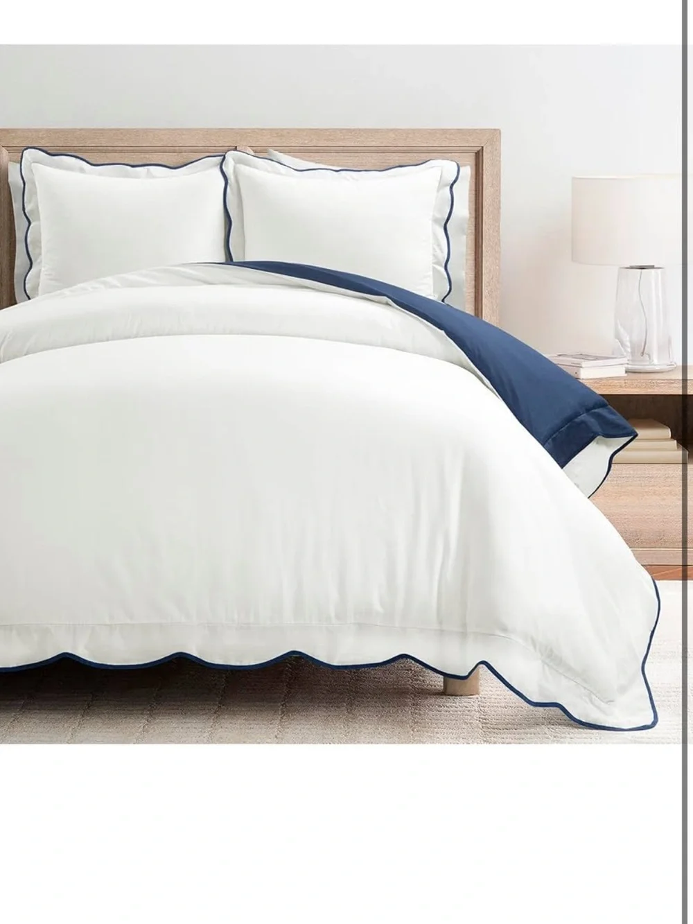 Lush Decor Coastal Chic Scalloped Edge Cotton Duvet Cover Set, 3 Piece Set